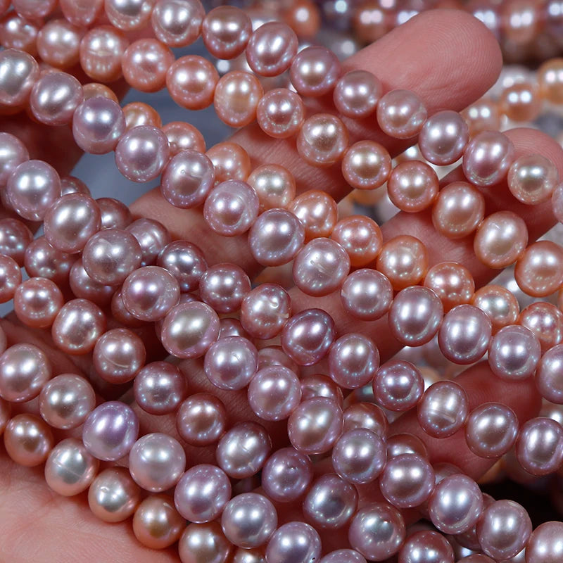 7mm Potato Shaped Mixed Color Real Pearl Candy Natural Fresh Water Semi-Finished Necklace DIY Hand Beading Jewelry Making