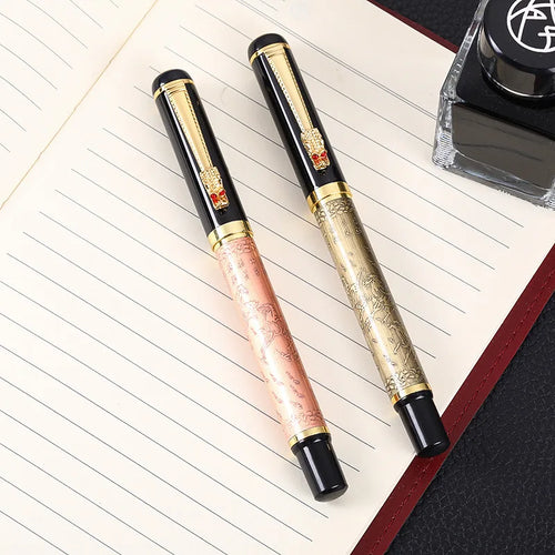 0.5MM Calligraphy Bronze Brass Retro Luxury Eight-Horse Gift Metal Fountain Pen with Dragon Clip