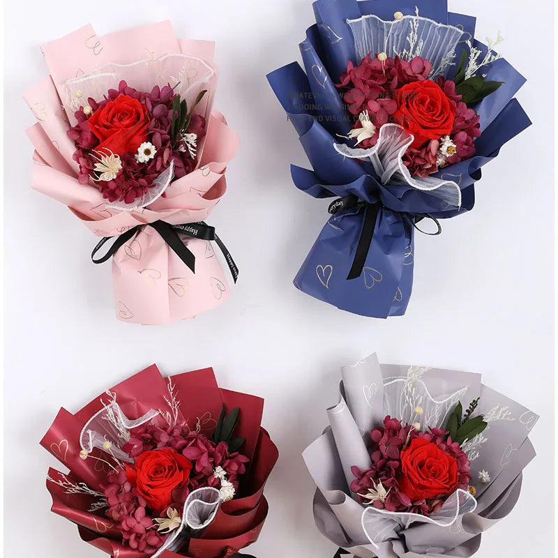 Wholesale Dried Flower Preserved Rose Flowers Christmas Gifts Bouquets for Valentine's Day Thanksgiving Day Mothers Day Gift