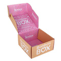 Custom Logo Corrugated Cardboard Pink Mailer Shipping Box Flat Folding Flat Paper for Socks Fur with Embossing & Matt Lamination