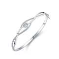 SZ042 S925 Sterling Silver Bracelet for Women Micro Pave Zircon Flower Shape Bangle for Daily Wear Wedding Anniversary Gift