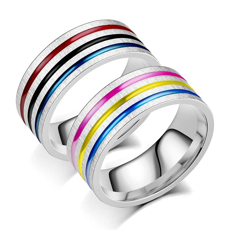 Fashionable Stainless Steel Personalized Couple Ring Oil-Dripping Non-Fading Anti-Rust for Birthday Wedding Jewelry