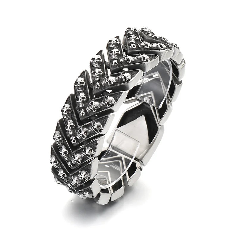 KALEN Mens Punk Fine Jewelry Fashion Bracelets Stainless Steel Trendy Skull Links Bracelet