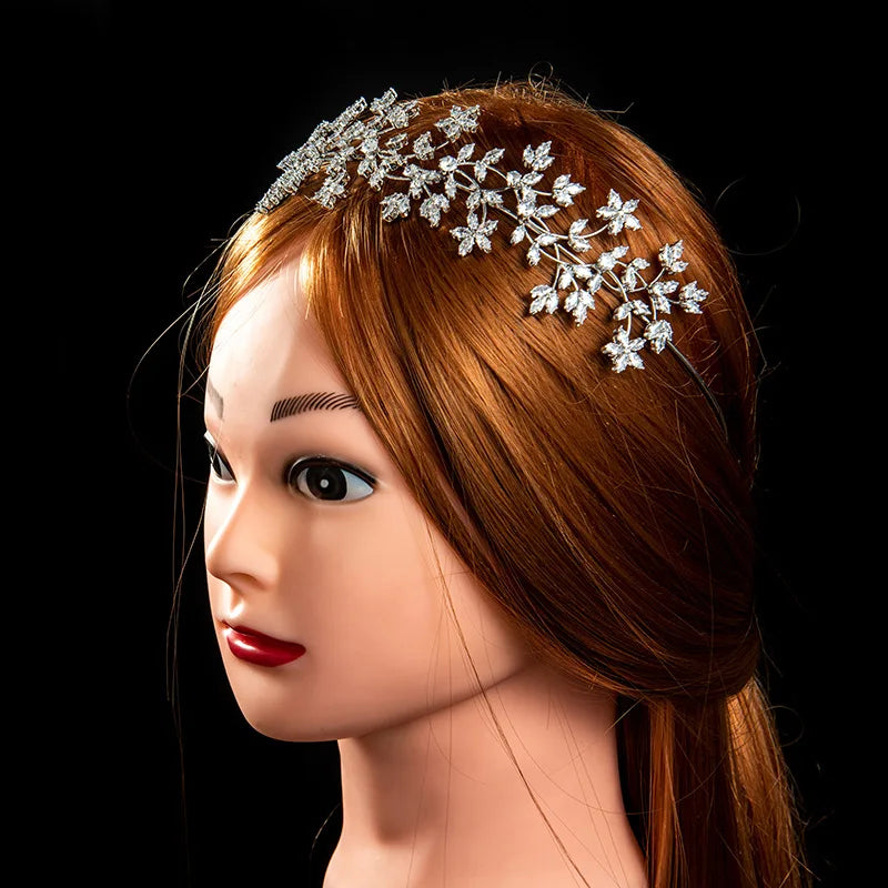 SLBRIDAL Sparking Classic Cubic Zircon Bridal Tiara Wedding Queen Princess Pageant Party CZ Crown Bridesmaids Women Jewelry
