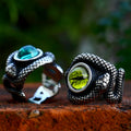 SS8-849R New Special Design Stainless Steel Snake Ring Colorful the Devil's Eyes for Men Punk Gothic Animal Jewelry Wholesale MegaBDM