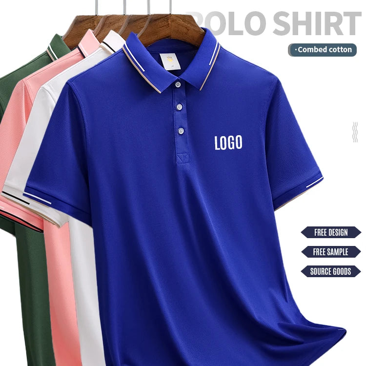 Factory Wholesale New Arrival Printing Luxury Cotton Spandex Knitted 180 Grams Plus Size Men's Golf Polo Shirts for Work