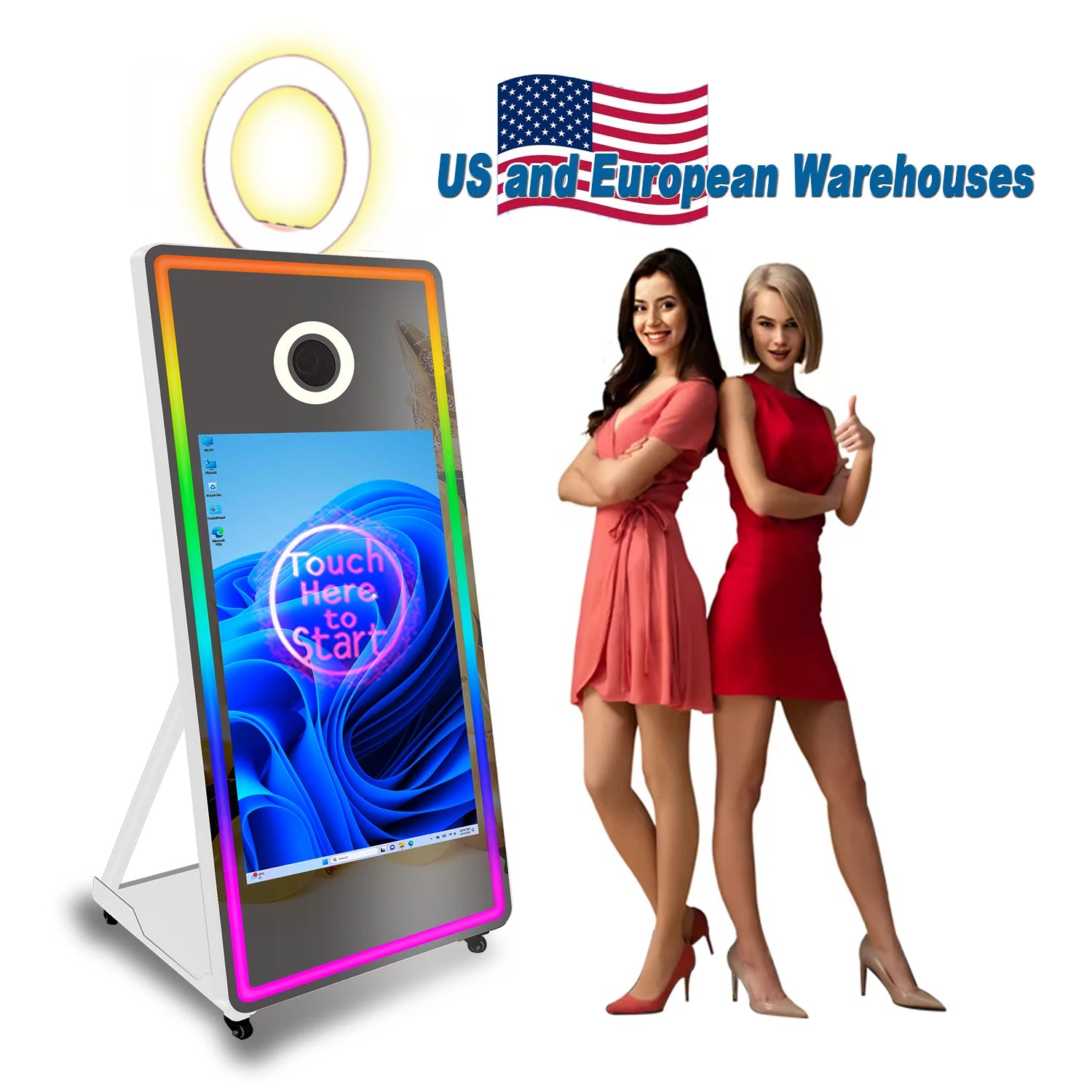 32-43 Inch Touch Screen Magic Mirror Photo Booth for Party Selfies Photobooth Machine Compatible Camera and SLR Devices