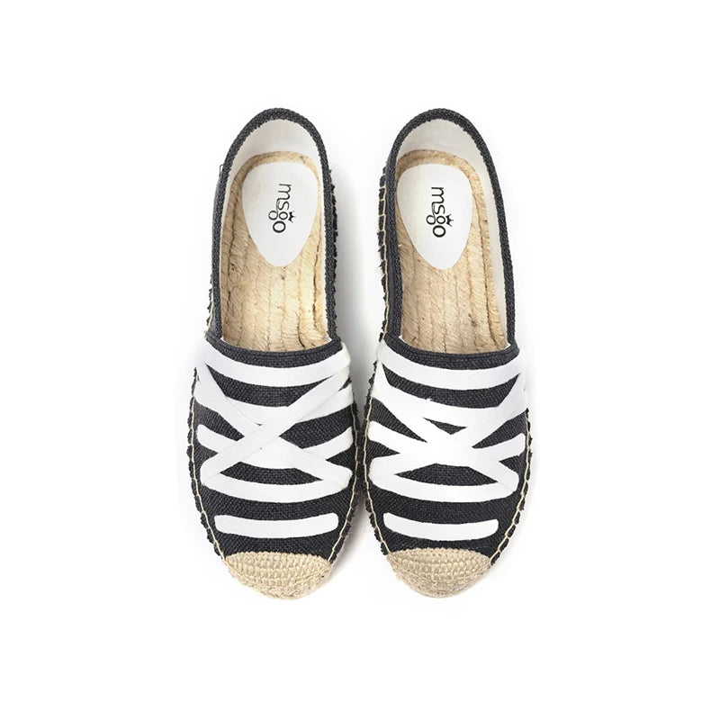 2025 the Women Fahion Basic Popular Canvas Fabric Lace up Low Height Wedge Round Espadrilles Flat Shoes