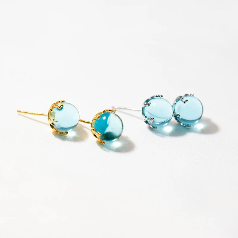 Solid 925 Sterling Silver Small Round Stone Branch Stud Earrings for Girls Birthday Gifts Wholesale