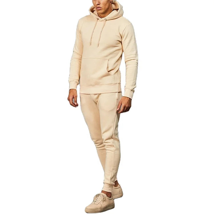 2026 Custom Sweat Suit Logo Autumn Hoodie Joggers Set Men Two Piece Casual Breathable Woven High Street Style Fitted