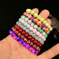 2022 in Stock Wholesale Colorful Ethnic Style 8mm Glass Liuli Bead Bracelet