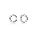 Fashion Round Full Crystal Wedding Stud Earrings for Women 925 Sterling Silver Minimalist Jewelry