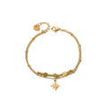 Natural Stones Charms Stainless Steel 18K Gold Plated Star Pendant Beaded Link Chain Bracelets for Women