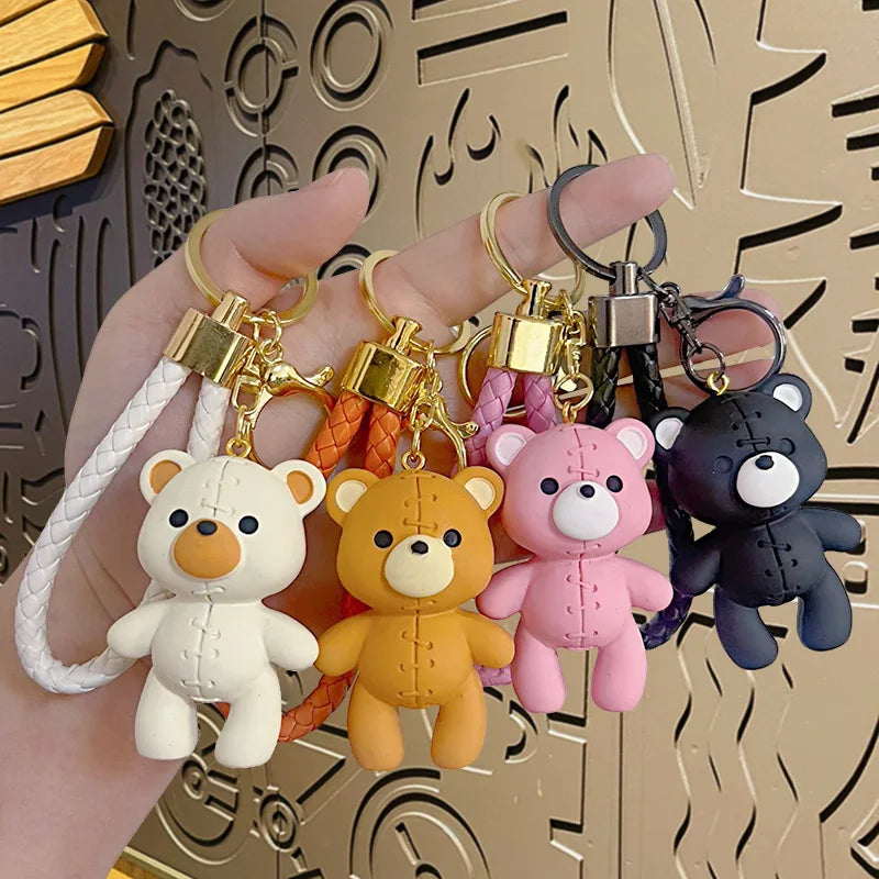 Creative 3D Shape Doll Kids Toys Pendant Cute Kawaii Pvc Rubber Bear Keychains