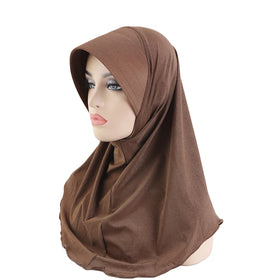 Wholesale Custom Logo Solid Color Visor Muslim Hijab Khimar Head Scarf Wrap Shawl Head Covering Turban Hat Beanie for Women