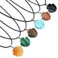 Wholesale Gemstone Crystals Reiki Pendants Healing Chakra Shell Shaped Pendant Necklace with Black Rope