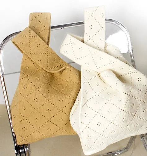 New Design Wholesale Knitted Bag Custom Hollow Out Mesh Handbags for Women Luxury 2023