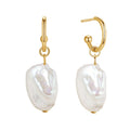 Classic Gold Vermeil Jewellery Wholesale Long Silver Earrings Natural Pearl Drop Hoop Earring