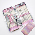 Wholesale Portable Travel Women Leopard Print 12PCS Professional Stainless Steel Manicure Pedicur Set