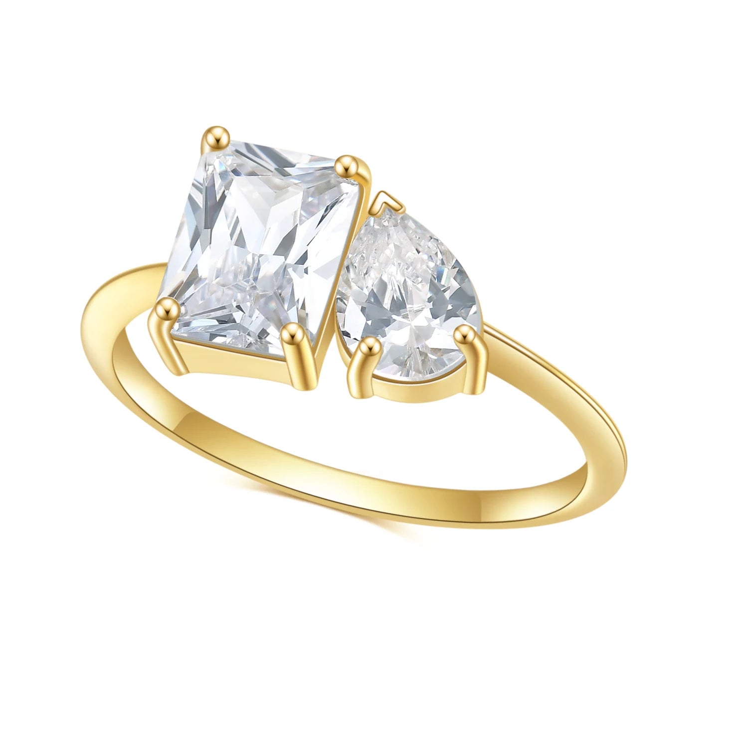 OL1037 Abiding Jewelry Fashion Square Cut 6x8mm White Cubic Zirconia Western Style Gold Plated Finger Silver Ring With Stone