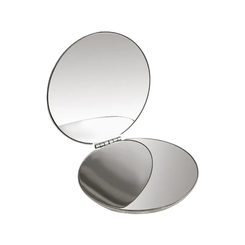 Hot Selling Portable Silver Round Stainless Steel Metal Pocket Mirror Custom Logo Stainless Steel Mini Hand Makeup Mirrors
