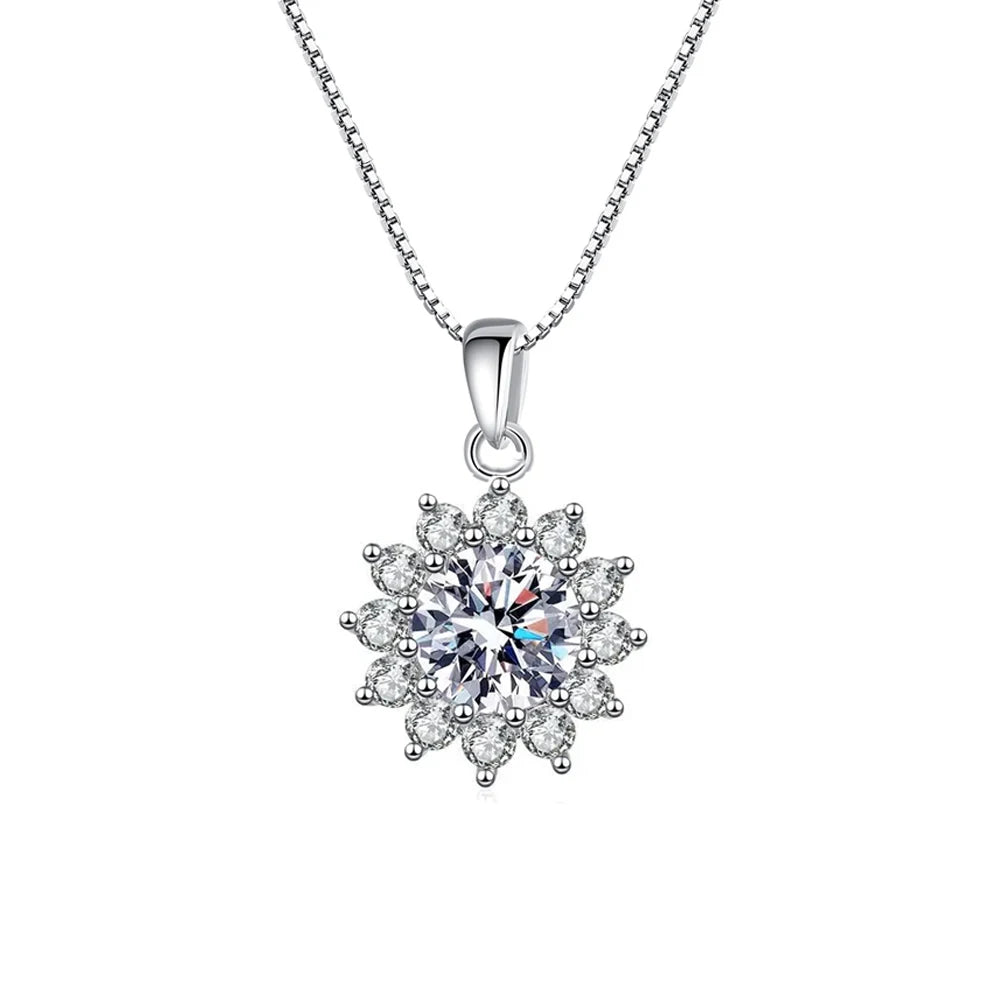 Shiny Clear CZ Zircon Rhodium Plating Jewelry S925 Sterling Silver Box Chain Link 8mm Pendant Necklace for Women