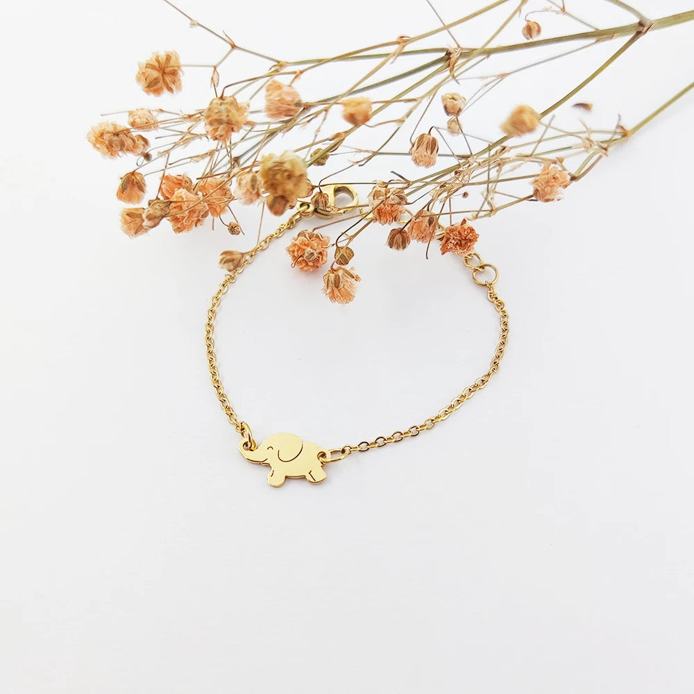 Bijoux Bebe Cute Charm Elephant Bracelet Chapado De Oro Cadenas Para Bebe Fabrication Elephant Bracelet Jewelry