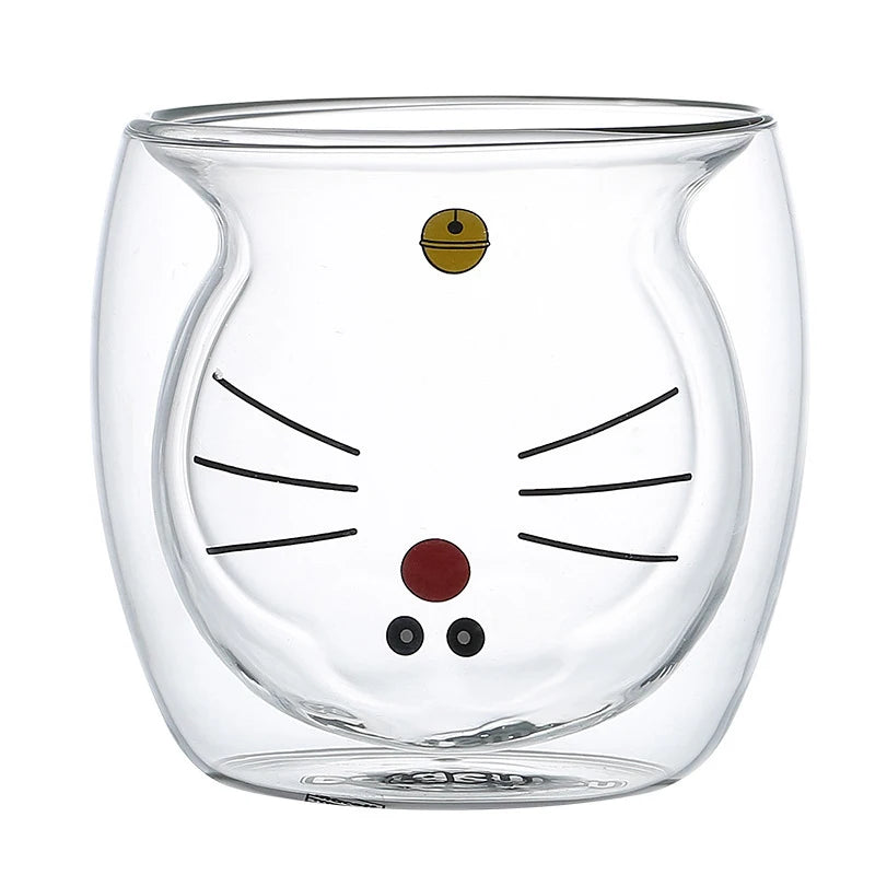 High Borosilicate Glass Double Wall Cup Bear Cat Dog Animal Double-layer Glass Mug Coffee Cup