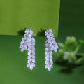 Creative Cluster Fringed Marquise Cut White Cubic Zirconia Long Leaf Wedding Bridal Dangle Drop Earrings for Women Jewelry