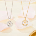 Hot Selling Titanium Steel 18k Gold Vacuum Electroplating Trend Zircon Circular Letter M Pendant Necklace