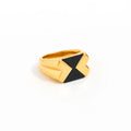Joolim Jewelry Wholesale 18K Gold Plated Irregular Geometric Black Stainless Steel Rings for Women Statement Rings