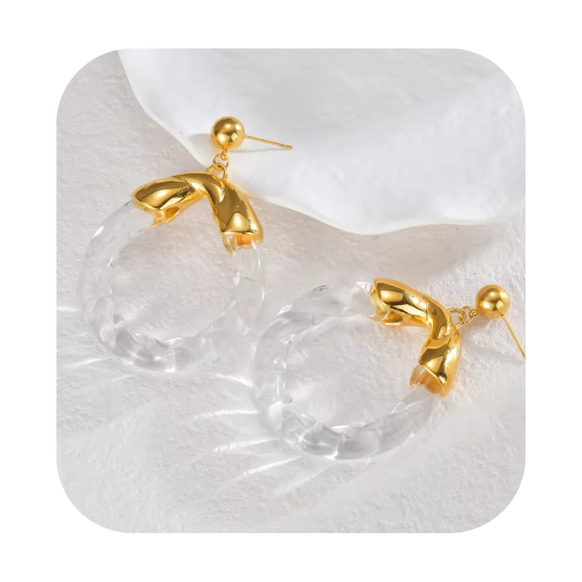 Statement Jewelry Stainless Steel Waterproof 18k Gold Wholesale Fashion Resin Jewel Acrylic Twisted Hoop Earrings for Women