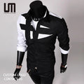 Clearance Sales Cheap Fashion Autumn Men Clothes Loose Long Sleeve Patchwork Color Casual Shirt