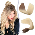 Wholesale Cuticle Aligned European Tape Ins Hair Natural Remy Blond Colored Tape Hair Extensions