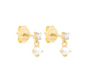 18K Gold Vermeil Freshwater White Pearl Charm Stud Women's Drop Earrings for Women Party Wedding Brass Jewelry