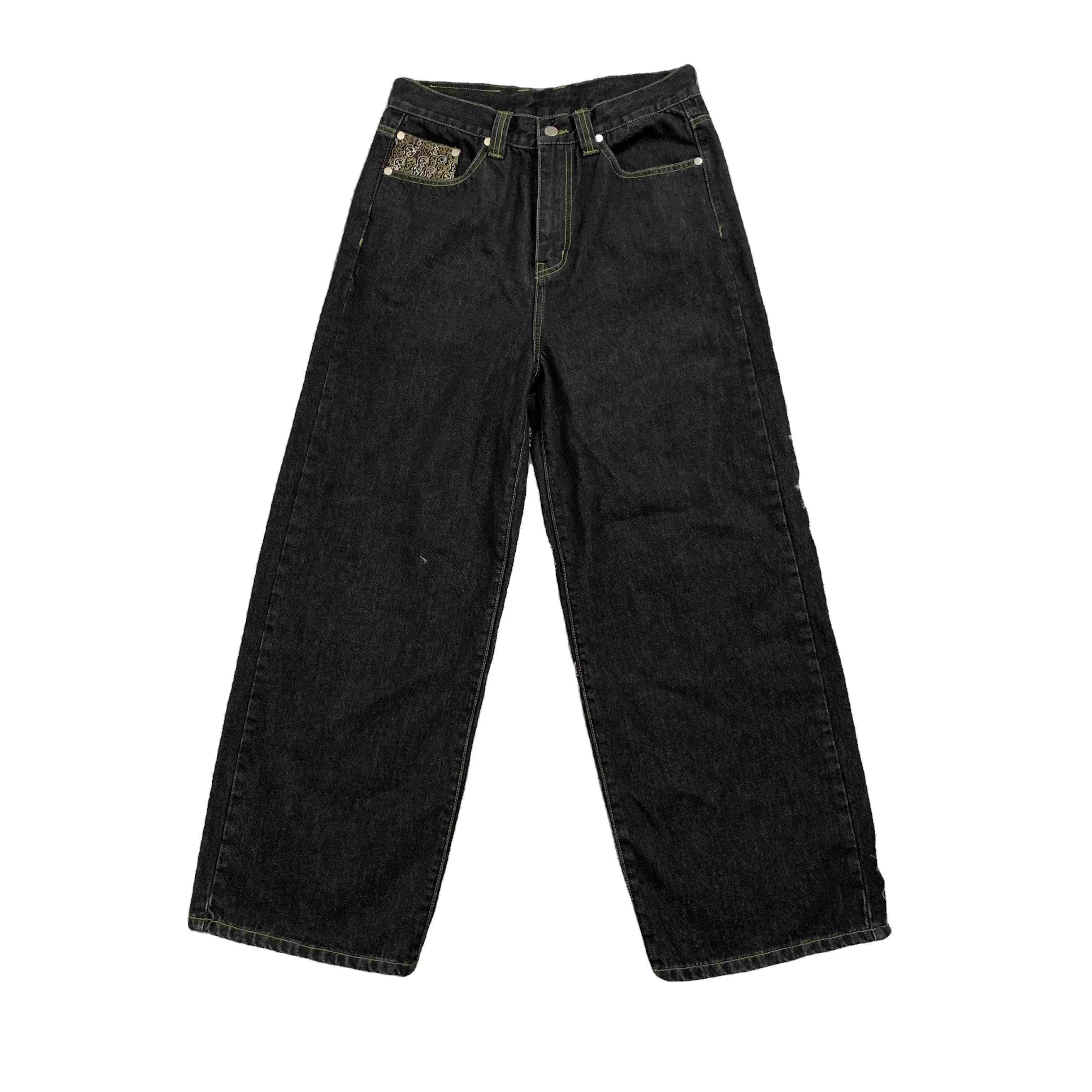 DENIMGUYS High Street Custom Men's Loose Fit Jeans Embroidery Relaxed Fit Denim Wide Leg Pants Jeans Men