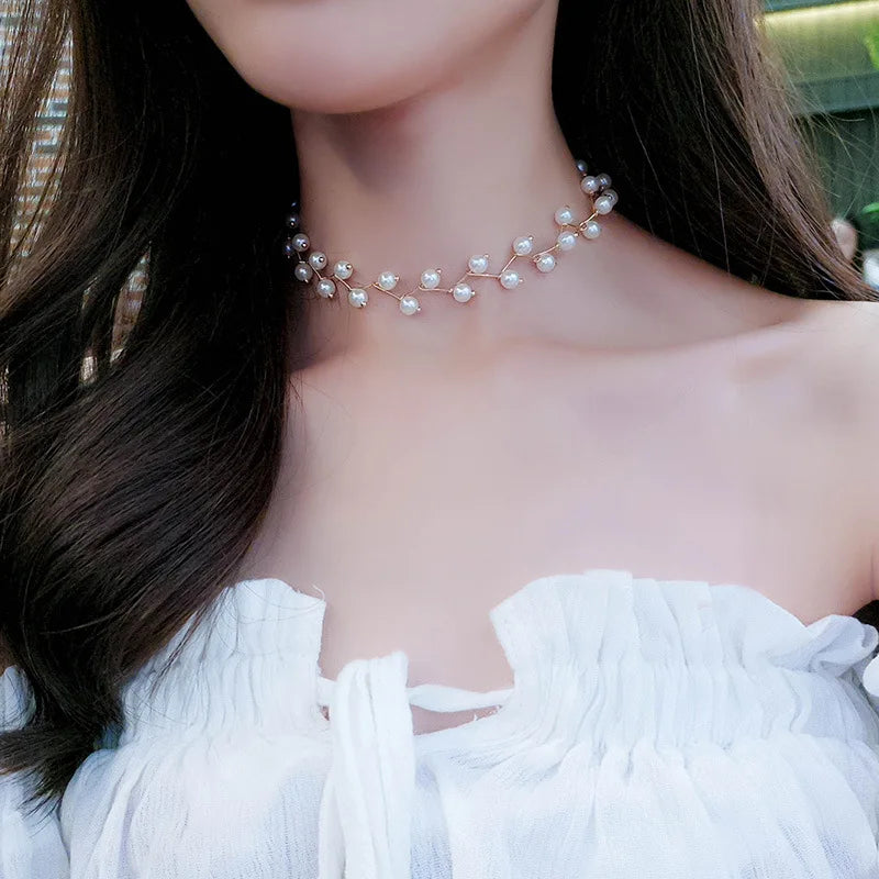 Minimalist Choker Necklace Jewelry Elegant Necklace Women Pearl Necklace