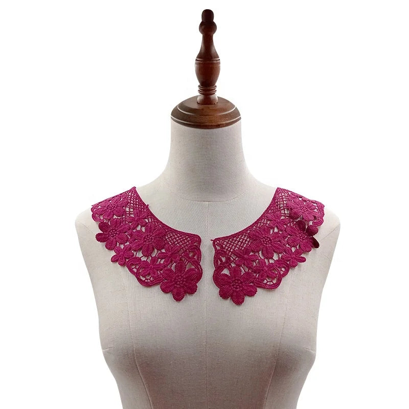 DIY Garment Accessories Multi Colors Embroidery Water-soluble Cotton Lace Neck Applique LT2669A