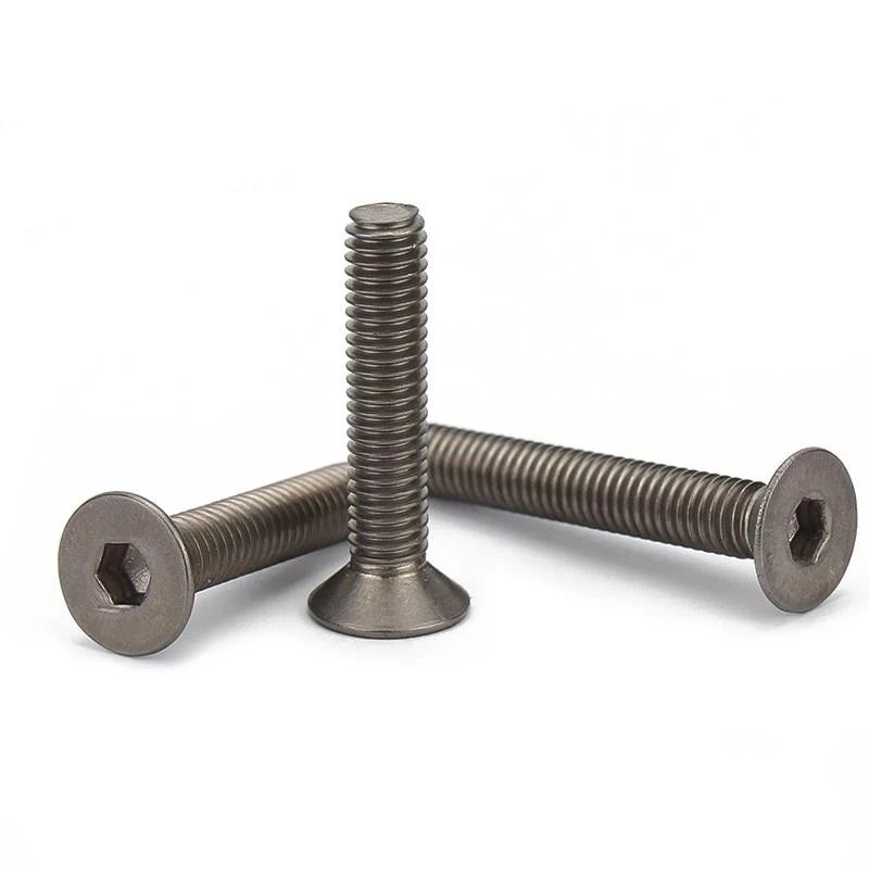 GR2 DIN7991 M3 Titanium Alloy Flat Countersunk Head Hexagon Socket Screws (M3*4-50) Plain Finish DIN Standard