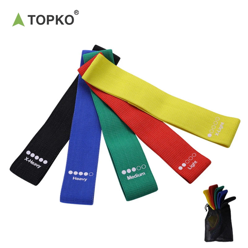 TOPKO Cotton Polyester & Latex Resistance Loop Band Set for Full-Body Strength Training & Rehabilitation