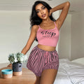 High Quality Summer Thermal Pajamas Set for Women Sleeveless Pants Shorts and Top Woven Letter Printed Home Wear