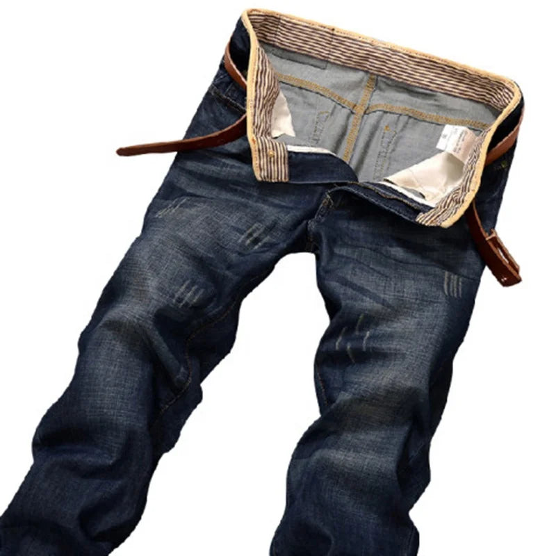 2023 Casual Jeans Men Business Straight Jeans Stretch Denim Pants Trousers Slim Fit Classic Cowboys Young Man Jeans