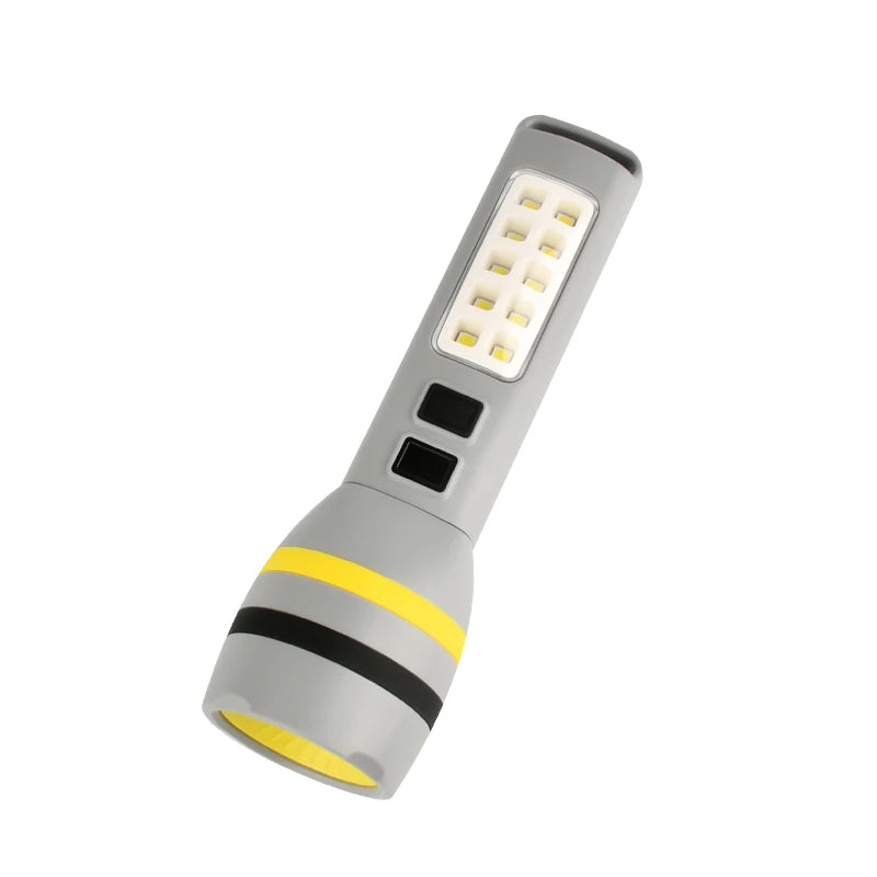 Long Range Rechargeable Portable Flashlight Emergency TorchPower Bank Side Light COB Plastic Lithium Battery 18650 Lantern