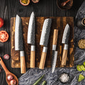 Professional High Carbon Steel Kiritsuke Santoku Nakiri Chef Knife Luxury Japanese Style Kitchen Knife Set