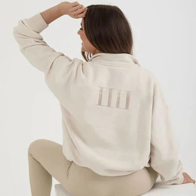Wholesale Embroidery Logo Women Best Hoodies Oversize Quarter Zip Pullover Embroidery Sweatshirts