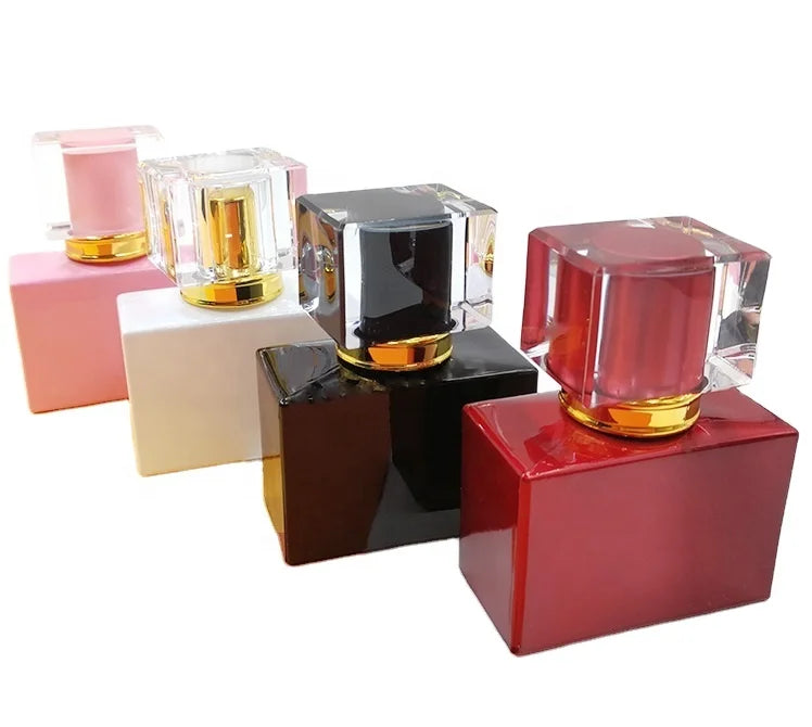 30ml Colored square Glass Perfume Spray Bottle Luxury square Perfume Bottle Screen Printing of Transparent Perfume Bottle