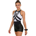 OEM Service Factory Custom Made Training Gymnastics Adult Women Black and White Rhinestone Mystique Gymnastics Leotard&Shorts