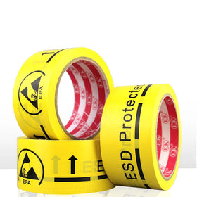 EPA Radiation Alert Anti-Static Pressure Sensitive PVC ESD Sensitive Yellow Aisle Warning Tape 48mm Width Single Sided Rubber