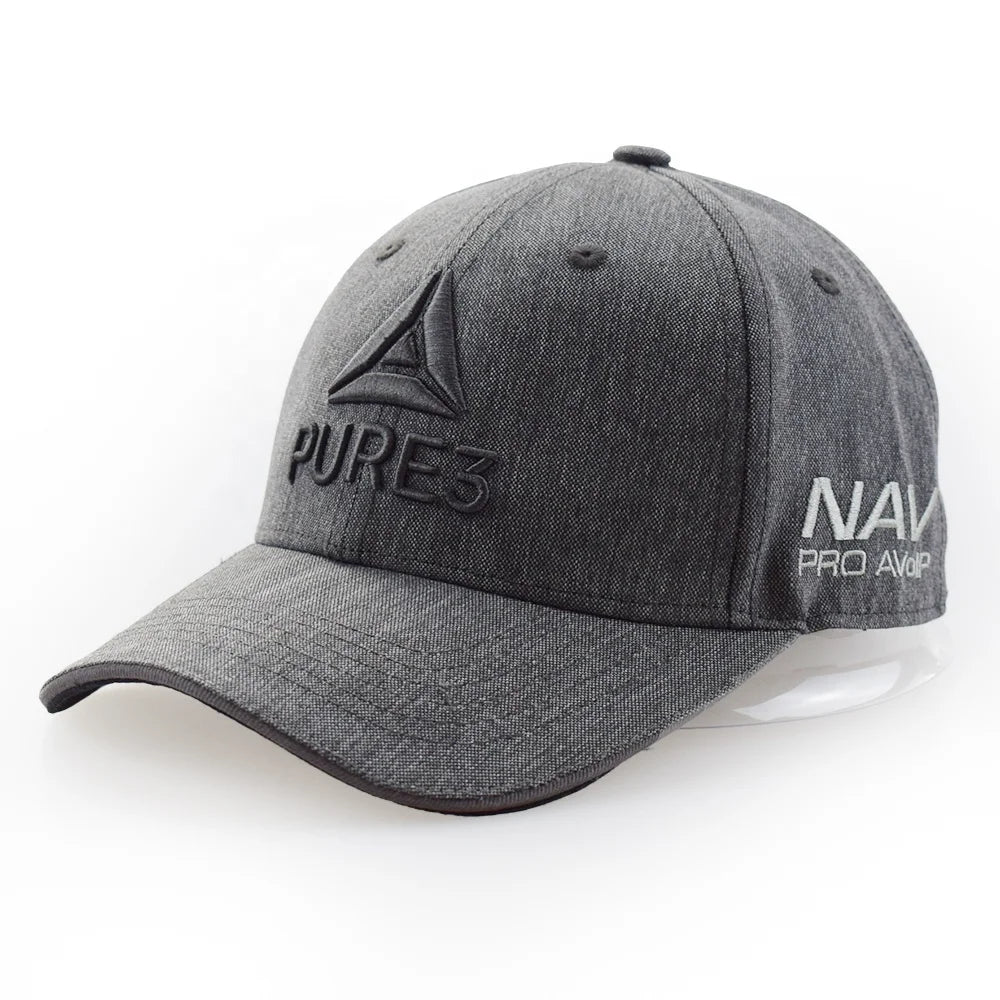 Custom Grey One Size Unisex 3D Puff Embroidery Baseball Cap Sandwich Brim Leaf Character Performance Sporty Outdoor Use Made