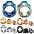 Set of 12 Pcs Stainless Steel Ear Plugs Large Double Flare Alloy Gauges Stretching Screw Fit Tunnels Gauge 2g - 1 Inch